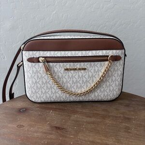 NWT Michael Kors Brown and Cream Crossbody Bag